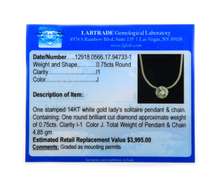 Stunning 14kt WG Diamond Solitaire Pendant Necklace