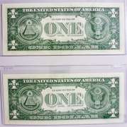 (2) Gem Crisp 1957B $1 Star Replacement Silver Certificates-Consecutive!