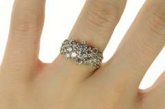 14K Yellow Gold 1.40 Ctw Diamond Squared Cluster Statement Ring