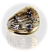 Artistic 14K Sapphire & Diamond Spray Ring