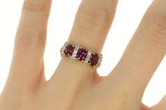 10K Yellow Gold Purple Tourmaline Diamond Statement Band Ring
