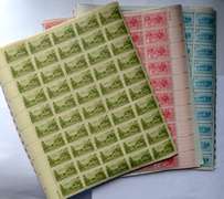 30 Mint 3 Cent US Comm Stamp Sheets 1940-50 Era