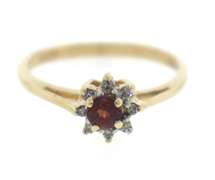 Amazing Yellow Gold Garnet and Diamond Ring