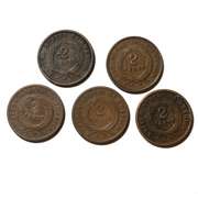 5 Assorted 1864 -66  2 Cent Pieces