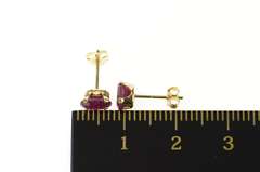 14K Yellow Gold Ruby Natural Oval Solitaire Stud Earrings