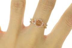 10K Rose Gold Classic Halo Criss Cross Engagement Setting Ring