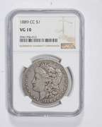 VG10 1889-CC Morgan Silver Dollar - Graded NGC
