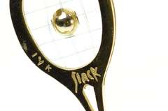 14K Yellow Gold 3D Tennis Racket Ornate Articulated Diamond Pendant