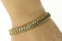 14K Yellow Gold 4.40 Ctw Diamond Bar Curvy Link Tennis Bracelet