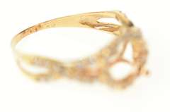 10K Rose Gold Classic Halo Criss Cross Engagement Setting Ring