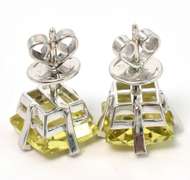 Massive Checkerboard Peridot Earrings in 14KT White Gold