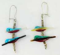 N.A. Indian Carved Gemstone Fetish Bird Earrings