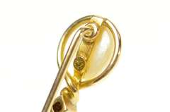 14K Yellow Gold Victorian Pearl Diamond Ornate Twist Stick Pin