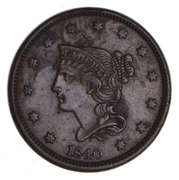 1840 Braided Hair Large Cent - Sharp