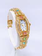 Ladies Geneva & Gemstone Watch, 18kt Gold Plated