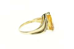 10K Yellow Gold Pear Citrine Diamond Chevron Statement Ring