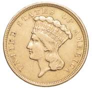 1854 $3 Indian Princess Head Gold Three-Dollar Piece