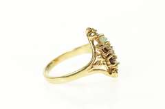 10K Yellow Gold Ornate Garnet Natural Opal Swirl Statement Ring