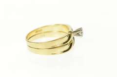 14K Yellow Gold Classic Simple Diamond Bridal Engagement Set Ring