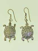 Sterling Silver PMT Signed Turtle Drop Earrings