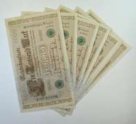 10 Consecutive 1910 Reprint 1918-22 Germany 1,000 Marks Reichsbanknote