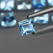 Vivid! 7.90ct radiant princess cut Swiss blue Topaz set