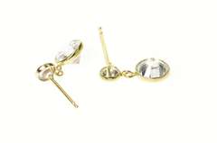 14K Yellow Gold Round CZ Dangle Classic Statement Earrings