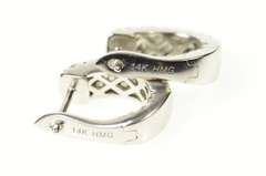 14K White Gold 1.36 Ctw Diamond Inside Outside Oval Hoop Earrings