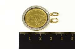 18K Yellow Gold 1899 Liberty Head Half Eagle $5 Coin Diamond Pendant