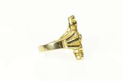 14K Yellow Gold Geometric Staggered Cubic Zirconia Statement Ring