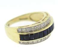 Handsome Baguette Sapphire and Diamond Band
