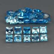 Vivid! 7.90ct radiant princess cut Swiss blue Topaz set