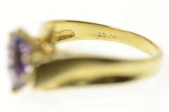 10K Yellow Gold Marquise Amethyst Solitaire Bypass Ring