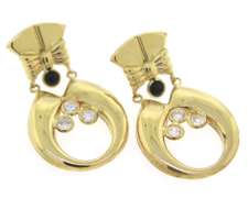 Powerful 18kt Bow and Oval Drop Earrings