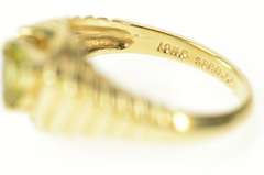 10K Yellow Gold Trillion Peridot Grooved Design Statement Ring