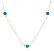 Nice Yellow Gold Blue Bead Station Necklace