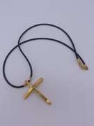 14kt Solid Yellow Gold Cross Pendant on Rope Chain