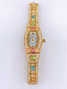 Ladies Geneva & Gemstone Watch, 18kt Gold Plated