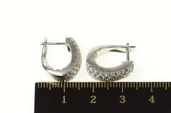14K White Gold 1.36 Ctw Diamond Inside Outside Oval Hoop Earrings