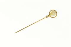 14K Yellow Gold Victorian Pearl Diamond Ornate Twist Stick Pin