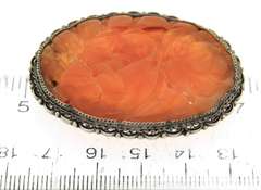 Vintage Sterling Silver Coral Brooch