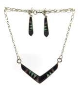 Ervin Hoski Set of Multi Stone Native American Necklace and Earrings