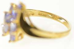 14K Yellow Gold Pear Tanzanite Cluster Statement Cocktail Ring