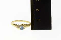 10K Yellow Gold Blue Topaz Diamond Accent Classic Statement Ring