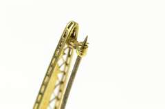 14K Yellow Gold 0.45 Ct Art Deco Diamond Filigree Bar Pin/Brooch