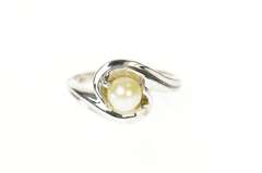 10K White Gold Classic Pearl Wavy Freeform Statement Ring