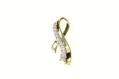 10K Yellow Gold Diamond Inset Ribbon Curvy Peace Symbol Pendant