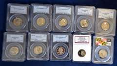 Lot of 10 Graded Proof Quarters