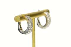 14K White Gold 1.36 Ctw Diamond Inside Outside Oval Hoop Earrings