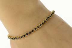 14K Yellow Gold Natural Sapphire Classic Tennis Bracelet
